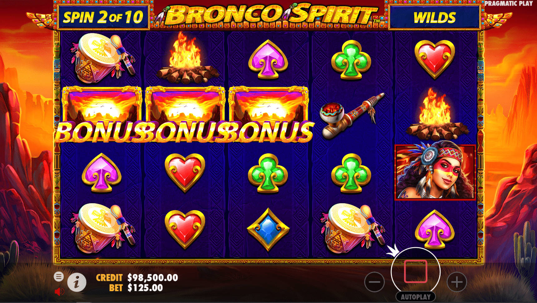 โบนัสในเกม Bronco Spirit